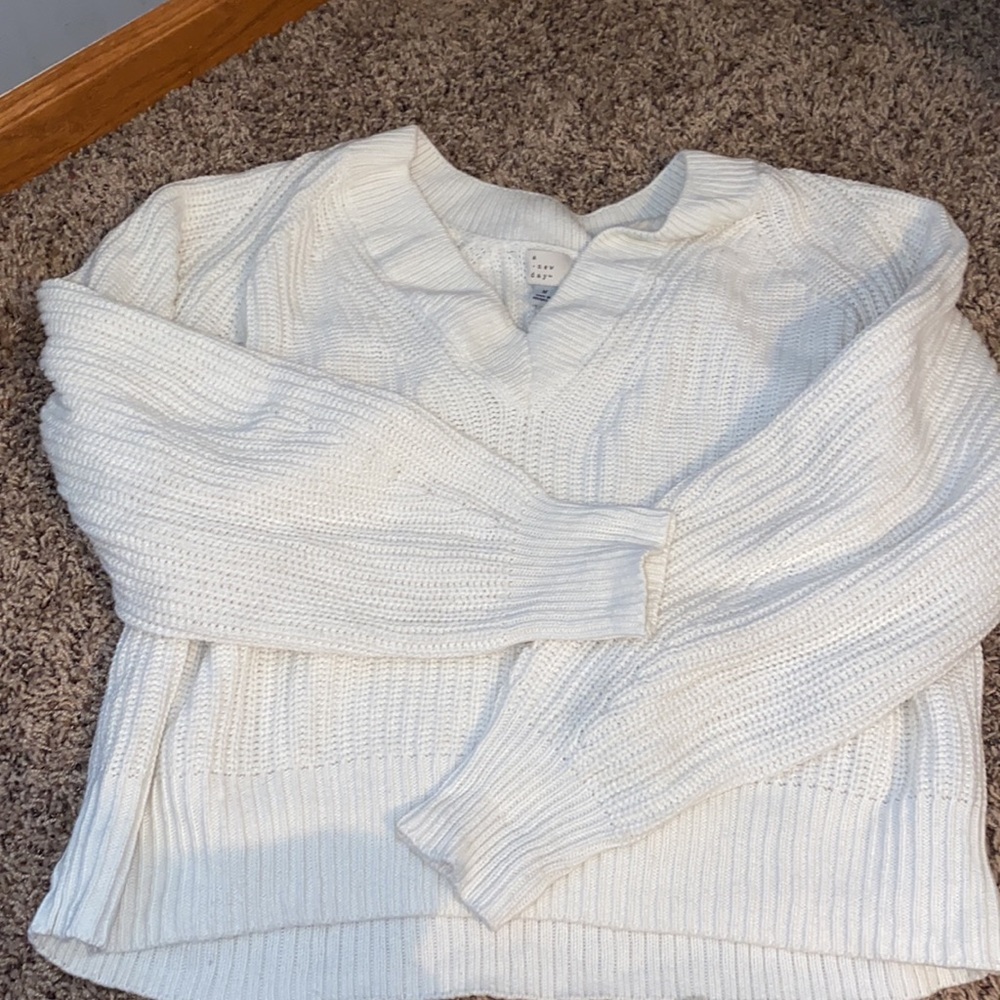 a new day White Sweater Long Sleeve Knit Thick